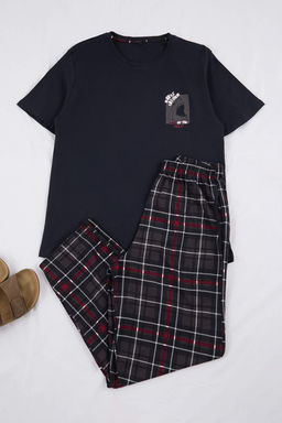 Lacivert Regular Kesim Kopek Bal?g? Bask?l? Ekose Orme Pijama Tak?m? TMNSS26PT00035 - Trendyolmilla фото 3