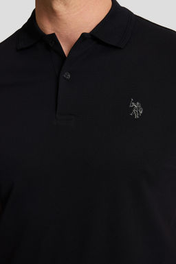 Erkek Siyah Regular Fit Polo Yaka Basic Ti__rt