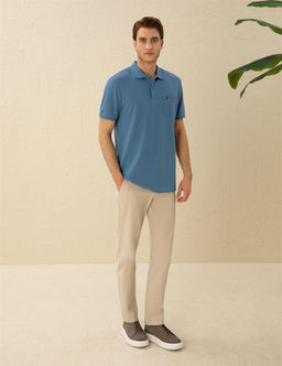 Koyu Mavi Regular Fit Basic Ti__rt