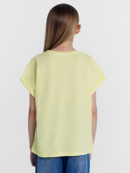 Футболка для девочек желтая с печатью - Mark formelle фото 4