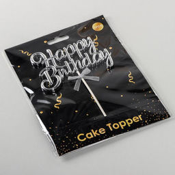 Топпер для торта «С днём рождения», 17×11 см, серебристый