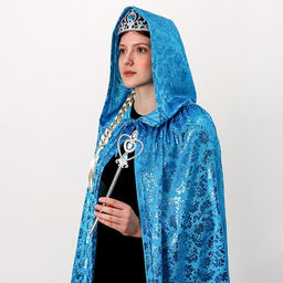 Карнавальный набор: голубой плащ с узором, коса, жезл, корона, длина 100 см - Страна карнавалия фото 2