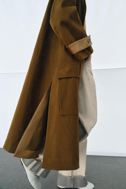 TRENCH LARGO COMBINADO ZW COLLECTION / Camel medio - Zara фото 8