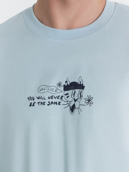 ФУТБОЛКА МУЖСКАЯ голубая дымка +печать 111858