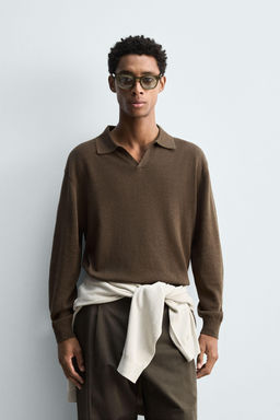COTTON/HEMP KNIT POLO SHIRT - Zara фото 2