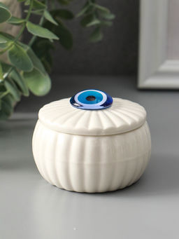 Шкатулка для украшений «Глаз от сглаза», с крышкой, белая, керамика, 7×7×5.3 см