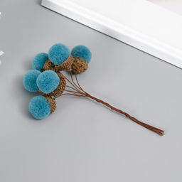 Цветы для декорирования «Жёлудь», голубой, 1 букет= 6 веточек, d=2 см, 11 см