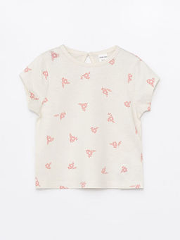 Bisiklet Yaka K?sa Kollu Bask?l? K?z Bebek Ti??rt