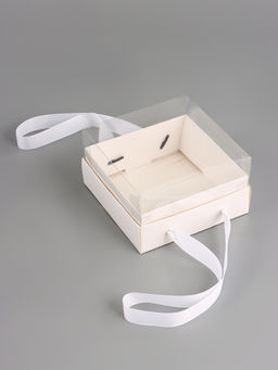 Коробка под бенто-торт, с прозрачной крышкой, белый, 14×14×8 см