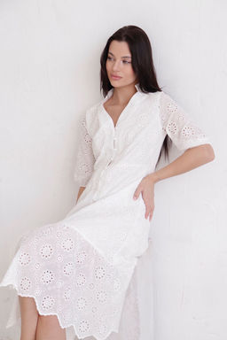 Martichelli Платье белое из хлопкового шитья 44