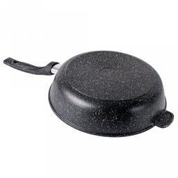 Сковорода с тефлоновым покрытием д30см "Гранит", h7,5см, s0,42см, ручка из термостойкого пластика, стеклянная крышка, подарочная упаковка (Россия)