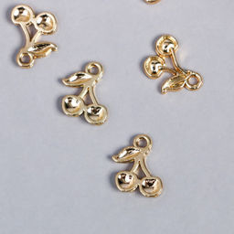 Цена за 6 шт. Декор для творчества металл «Две вишенки», под золото, 1.3×1.2 см