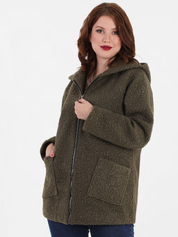 Кардиган с капюшоном теплый больших размеров