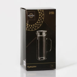 Кувшин для воды Magistro «Богема», 1 л, 9×23 см, стекло, с металлической крышкой, прозрачный, серебристый