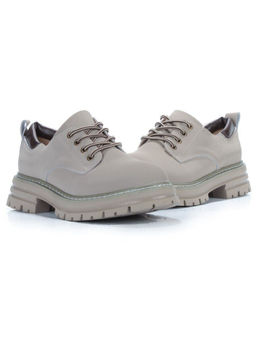 03-P8204-3 GRAY/BEIGE Полуботинки женские (натуральная кожа, нубук)