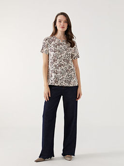 Bisiklet Yaka Desenli Kad?n Bluz