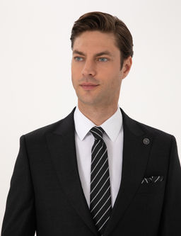 Antrasit Slim Fit Y_n Ka_mir Kar___ml_ Tak_m Elbise