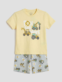 Bisiklet Yaka Erkek ?ocuk ?ortlu Pijama Tak?m?