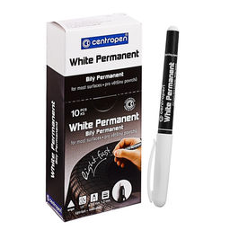 Цена за 10 шт. Маркер перманентный 2.5 мм Centropen 2686, линия 1.2 мм, цвет белый