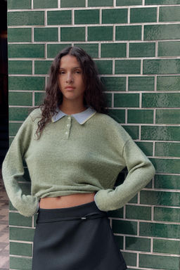 CONTRAST KNIT POLO SWEATER - Zara фото 2