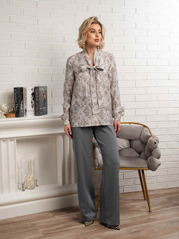 Рубашка с бантом Рузанна (серая) Б15117-10М - Lt collection фото 2