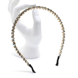 Ободок для волос с цирконом, цвет серебристый