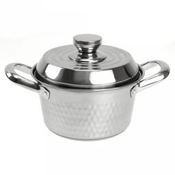 "Флорида" Набор кастрюль из нержавеющей стали 4 штуки: д18см h9,3см 1,4л; д19,5см h10,3см 2л; д21,5см h10,7см 2,5л; д23,5см h12см 3,5л, s0,50мм, крышки и ручки нержавеющая сталь, с теплораспределительным дном 0,5см, цветная коробка (Китай)