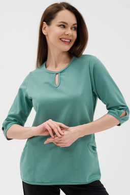 Кофта женская из коттон фита Анфиса мята макси - Амадэль фото 9