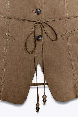BEADED BELT WAISTCOAT IN LINEN BLEND - Zara фото 7