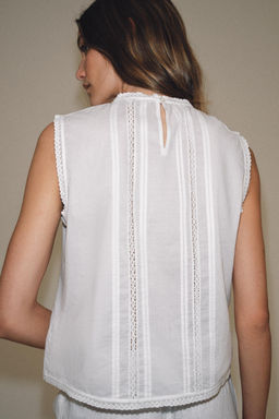 BLUSA ROM?NTICA BORDADA ZW COLLECTION / Blanco - Zara фото 3