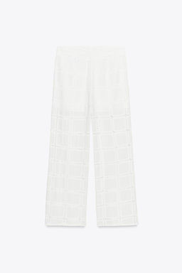STRAIGHT-LEG TROUSERS WITH CUTWORK EMBROIDERY - Zara фото 4