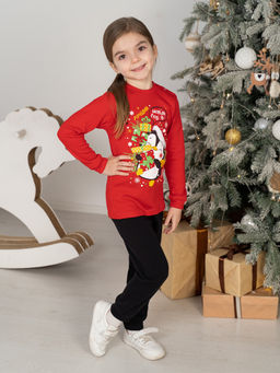 Костюм детский красныйчерный рисунок пингвин