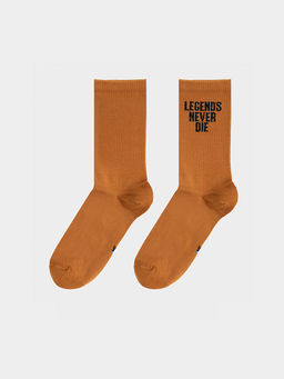 Цена за 5 пар! Носки мужские коричневые с рисунком в виде надписи LEGEND NEVER DIE - Mark formelle фото 3