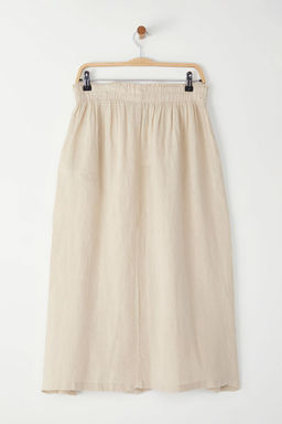 TRENDYOLMILLA Beyaz %100 Keten Beli Lastikli Midi Etek TWOSS24ET00153 фото 28