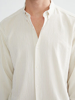 Slim Fit Uzun Kollu ?izgili Erkek G?mlek