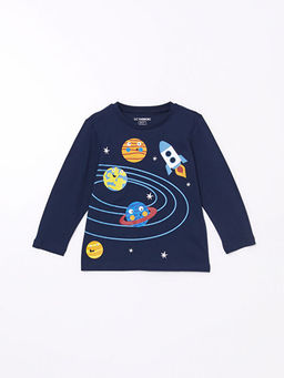 Bisiklet Yaka Bask?l? Erkek ?ocuk Pijama Tak?m?