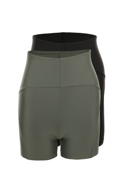 Siyah-Haki 2li Paket Toparlay?c? Orme Spor Sort/K?sa Tayt TWOSS21SR0698