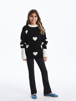 Bisiklet Yaka Desenli Uzun Kollu K?z ?ocuk Triko Kazak - Waikiki фото 2