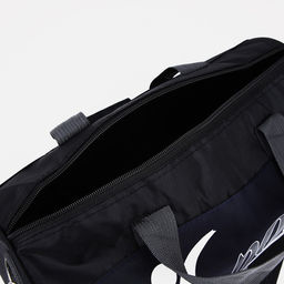 Сумка спортивная на молнии, длинный ремень, маленький размер, с принтом, чёрная/синяя