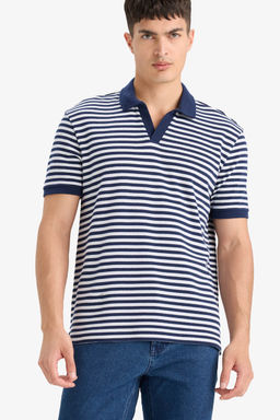 Regular Fit Polo Yaka K_sa Kollu _izgili Ti__rt