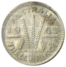 Монета 3 пенса 1963 года Австралия