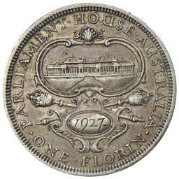 Монета 1 флорин 1927 года Австралия Открытие здания парламента в Канберре