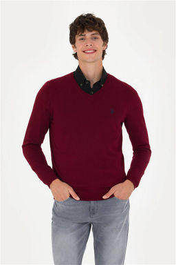 U. S. Polo Assn Мужской бордово-красный базовый свитер - U.s. polo assn фото 8