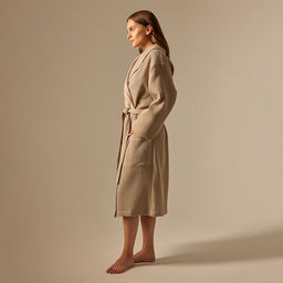 Халат вафельный женский SL HOME: Basic «Саббиа», размер M, хлопок 100%, коричневый