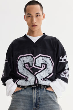 Camiseta de malla estampada Oversized Fit - H&m фото 9