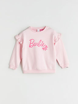 Bisiklet Yaka Barbie Bask?l? K?z Bebek Sweatshirt
