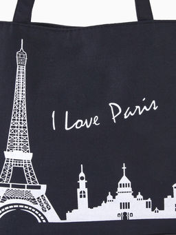 Сумка - шоппер на молнии с подкладкой, 42×9×32 см, с принтом, чёрная