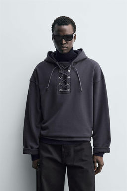 TEXTURED DRAWSTRING SWEATSHIRT - Zara фото 2