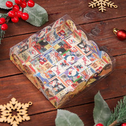 Цена за 5 шт. Коробка для печенья, кондитерская новогодняя упаковка «Новогодняя афиша», 12×12×3 см
