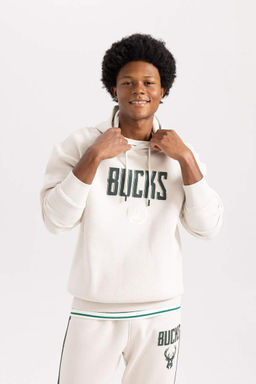 DeFactoFit Толстовка оверсайз с капюшоном и капюшоном NBA Milwaukee Bucks  фото 7